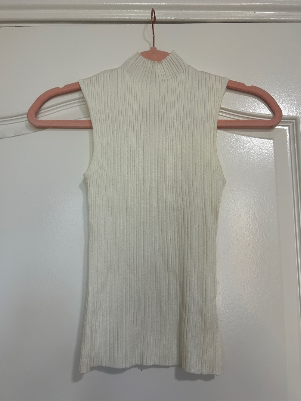 Sleeveless Ribbed Mock Neck Top - Cream